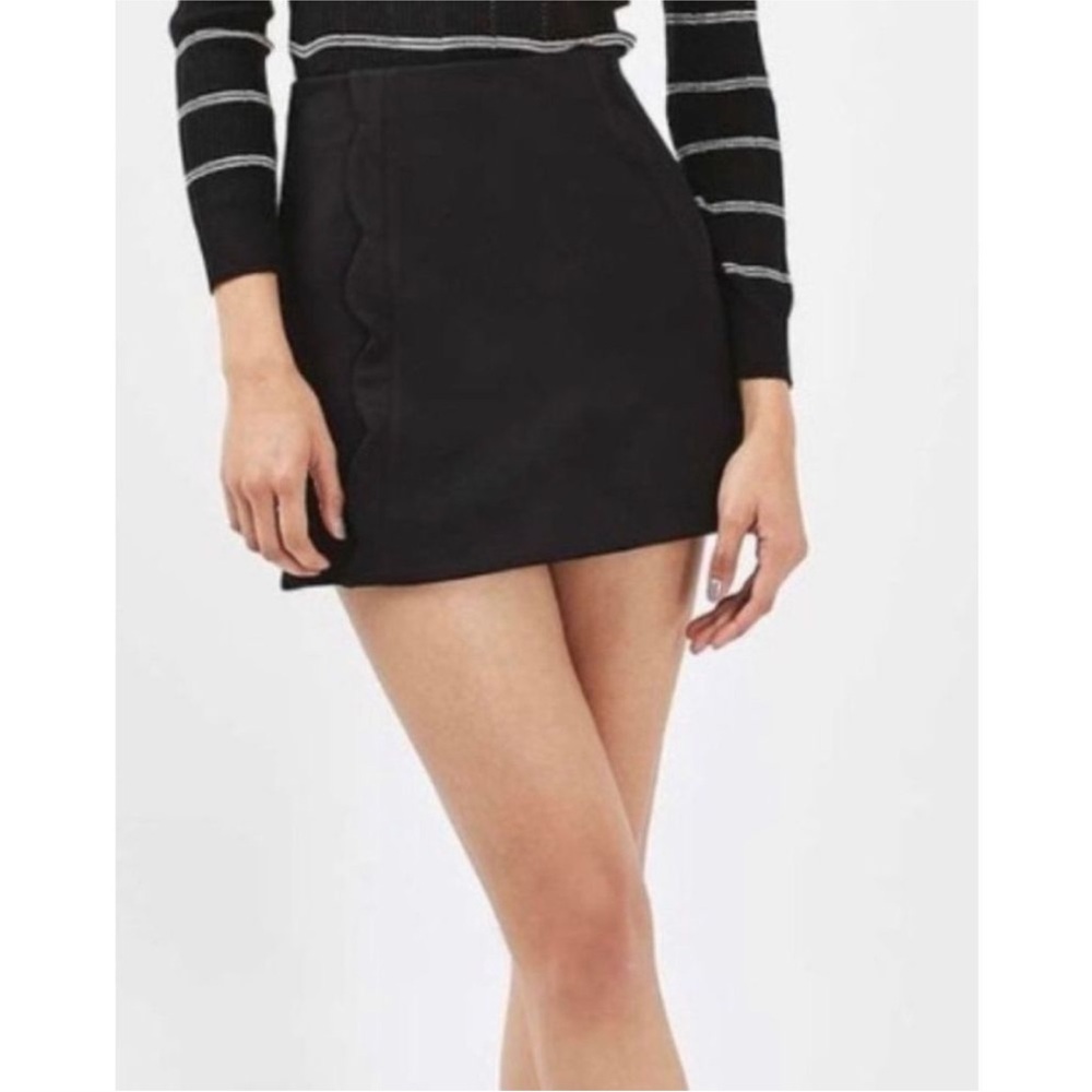 Top Shop Scallop Black Mini Skirt